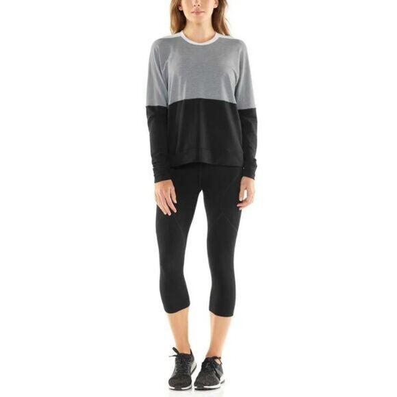 ICEBREAKER Momentum Crew Merino Sweater Women's Size Medium Gray Black - Picture 2 of 9